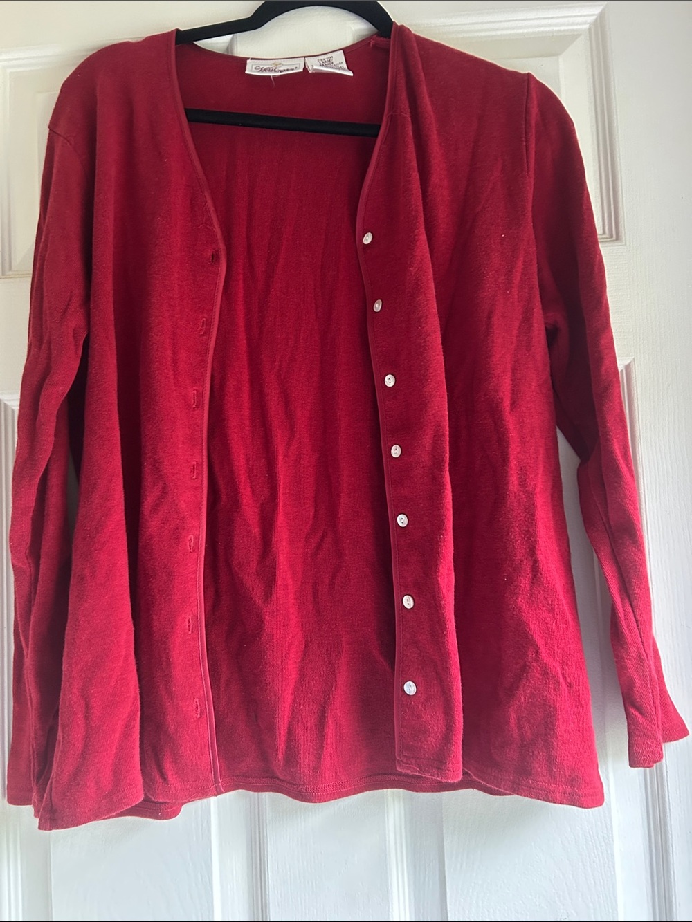 Women's Red Button-Front Sweater Cardigan